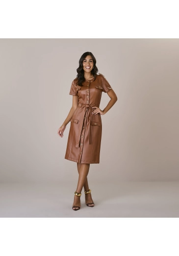 Vestido Tatiane Tecido Couro Eco Tatá Martello Outono/Inverno 2025