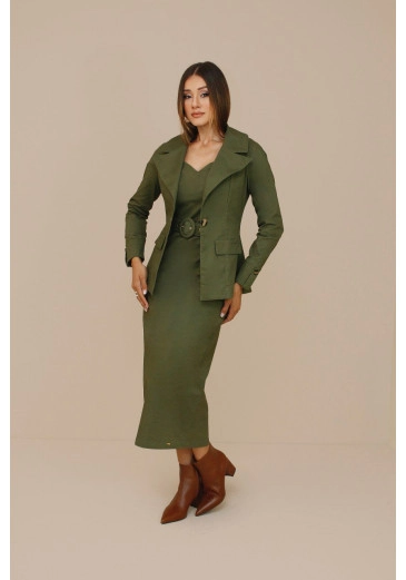Blazer Felicia Em Sarja Verde Nitido Outono/Inverno 2026 