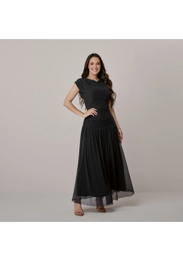 Vestido Aurora Em Tule Preto Tata Martello Outono/Inverno 2026