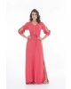 Vestido Longo com Recorte Coral Via Tolentino 