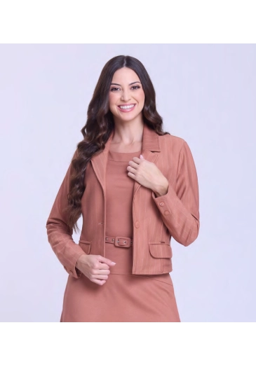 Blazer Savanah Em Ponto Roma Risca de Giz Marrom Hapuk Outono/Inverno 2026 