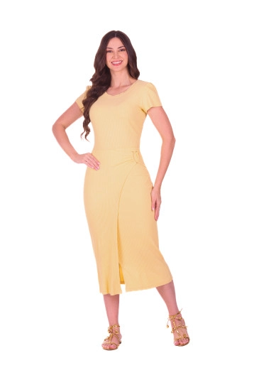 Vestido Tatiana Em Malha Canelada Amarelo Hapuk Primavera/Verão 2027