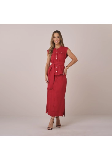 Conjunto Erica Em Alfaiataria Tibete Vermelho Tata Martello  Primavera/Verão 2026