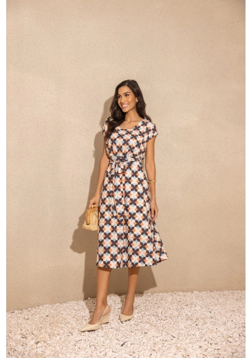 Vestido Lorena Em Toque De Seda Estampa Exclusiva  Jany Pim Primavera/Verão 2026