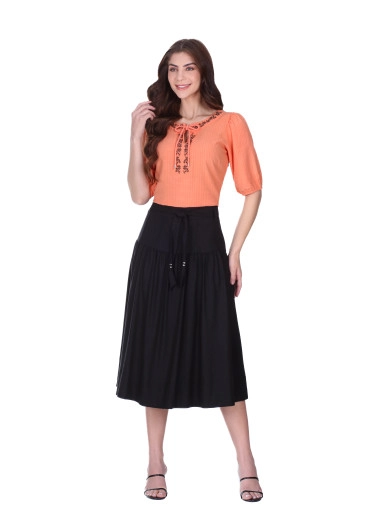 Blusa Carol Em Tecido Planomaquinetado Laranja Hapuk Primavera/Verão 2026