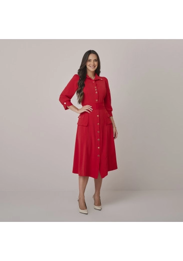 Vestido Naila Em Alfaiataria Vermelho Tata Martello Outono/Inverno 2026