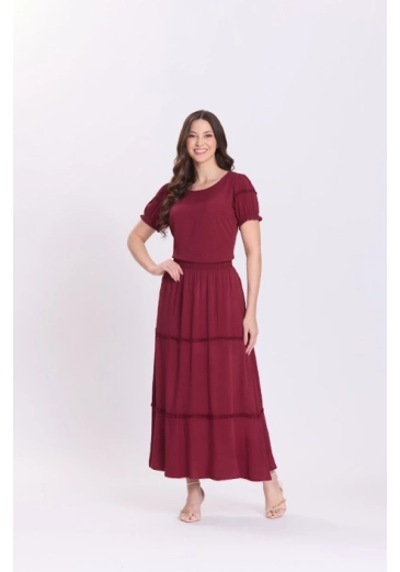 Conjunto Jasmine Em Viscose Bordo Hapuk Outono/Inverno 2026