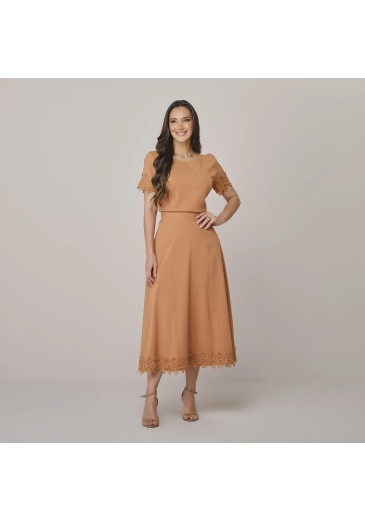 Conjunto Joaquina Em Viscolinho Marrom Tata Martello Outono/Inverno 2026