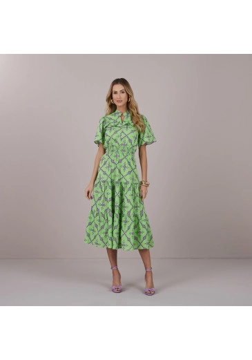 Vestido Clara Bordado Augustine Verde Tatá Martello Primavera/Verão 2025