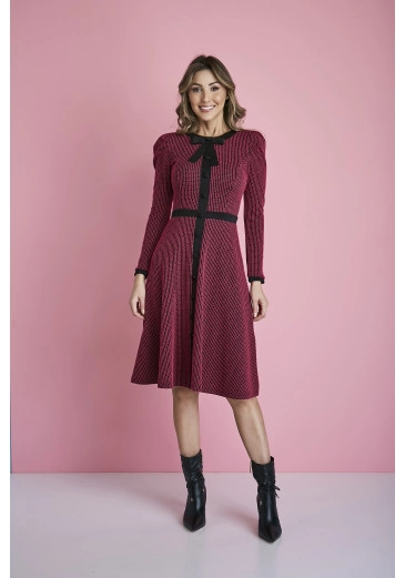 Vestido Ana Clauda Em Jacquard Com Alto Relevo Marsala Tata Martello Outono/Inverno 2023