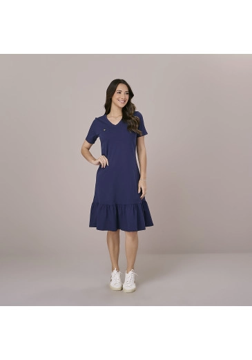 Vestido Gisele Em Malha Conforto Azul Marinho Tatá Martello Outono/Inverno 2025