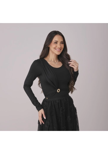 Body Melina Em Malha Preta Tata Martello Outono/Inverno 2026