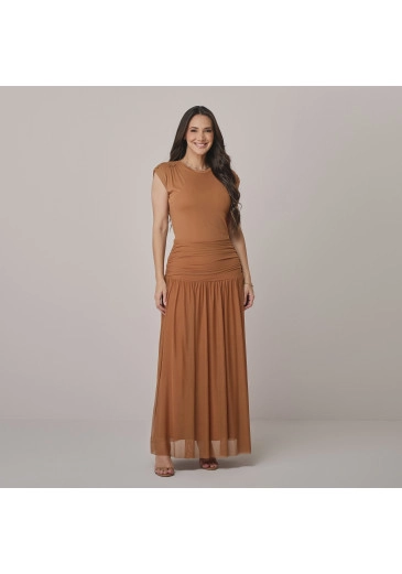 Vestido Aurora Em Tule Caramelo Tata Martello  Outono/Inverno 2026