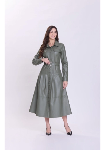 Vestido Elis Em Tecido Plano Verde Hapuk Outono/Inverno 2026