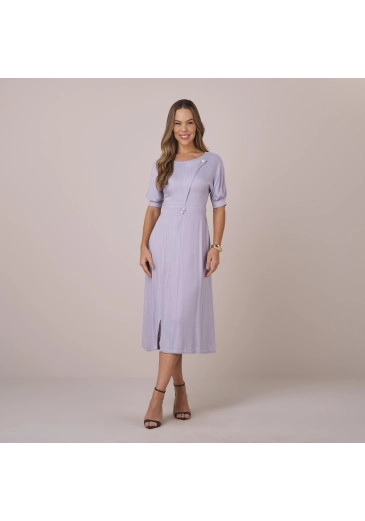 Vestido Mariane Em Visco Lure Cinza Tatá Martello  Primavera/Verão 2026