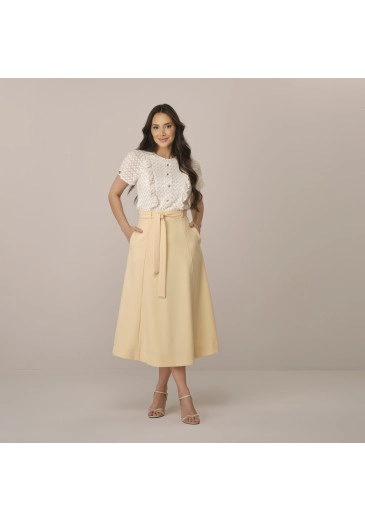 Saia Rubia Em Alfaiataria Pradaria Amarelo Tata Martello Primavera/Verão 2026