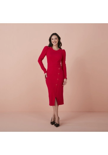 Vestido Jamile Malha Vermelho Tata Martello Outono/Inverno 2024