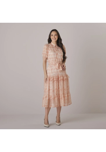 Vestido Kely Em Crepe Iris Laranja Tata Martello Outono/Inverno 2026