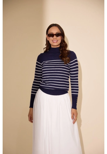 Blusa Paula Em Trico Azul Jany Pim Outono/Inverno 2026