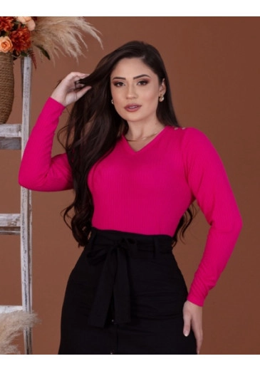 Blusa Em Malha Pink Mulher Morena Outono/Inverno 2025