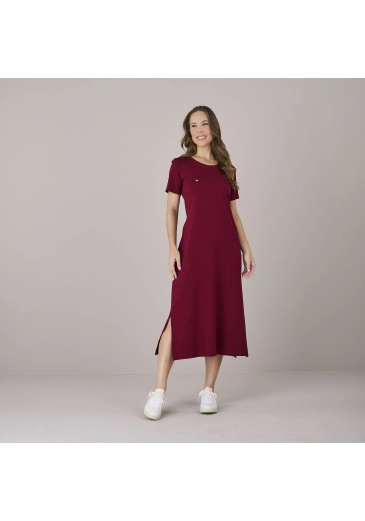 Vestido Danielli em Malha Conforto Vermelho Cherry Tata Martello Alto Verão 2025