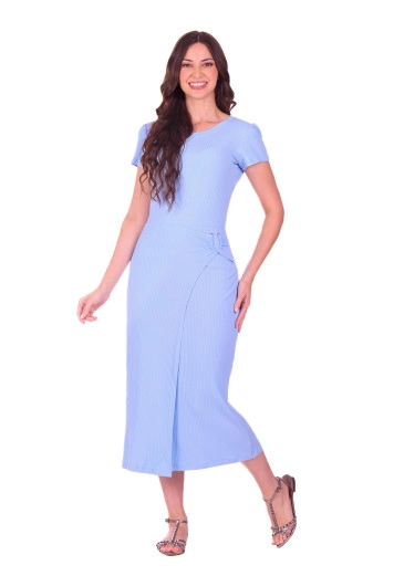 Vestido Tatiana Em Malha Canelada Azul Hapuk Primavera/Verão 2027
