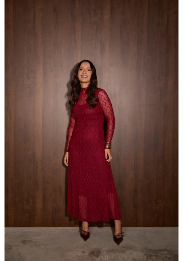Vestido Bianca Em Renda Vermelho Jany Pim Outono/Inverno 2026