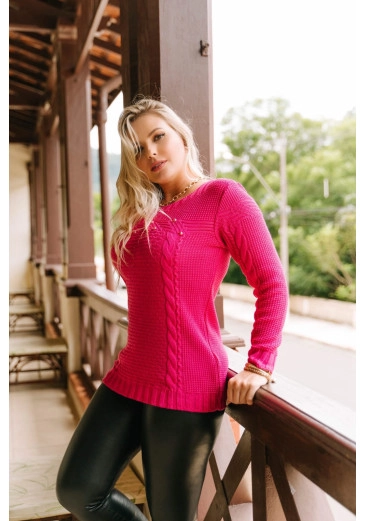 Blusa Em Pedrarias E Em Tranças Rosa Em Tricot Outono/Inverno 2023
