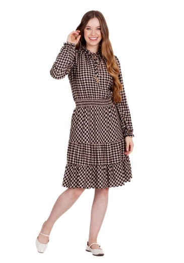 Vestido Mariela Em Tecido Plano Com Lastex Bege Hapuk Outono/Inverno 2024