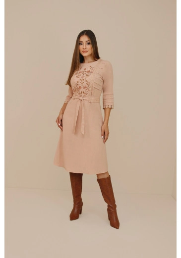 Vestido Jennifer Em Viscose De Linho Bege Nitido Outono/Inverno 2026