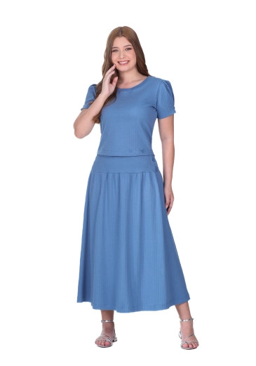 Conjunto Marleide Em Malha Texturizada Azul Hapuk Primavera/Verão 2026