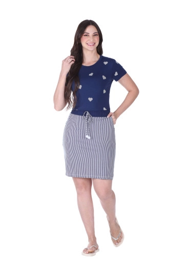 Conjunto Nádia Pijama Em Malha Azul Marinho Hapuk Alto Verão 2025