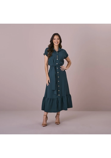 Vestido Marta Em Rayon Verde Tatá Martello Outono/Inverno 2025