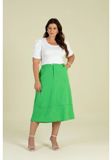 Blusa Plus Size De Malha Canelada Com Mangas Bufantes Branca Hadaza Alto Verão 2024