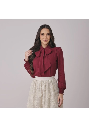 Camisa Martina Em Viscolinho Bordô Tata Martello Outono/Inverno 2026