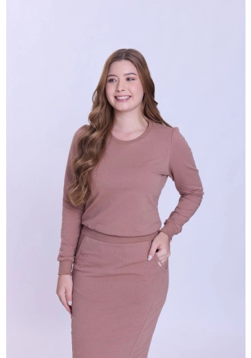 Blusa Eugênia Em molecotton Marrom Hapuk Outono/Inverno 2026