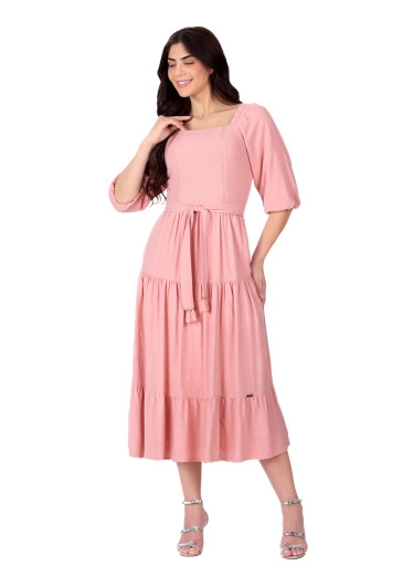 Vestido Nathany Em Tecido Plano Rosa Hapuk Primavera/Verão 2026
