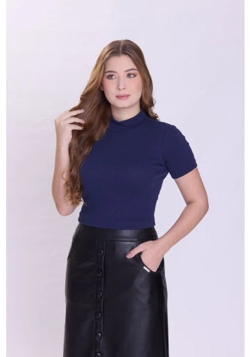 Blusa Lorena Em Malha Canelada Azul Hapuk Outono/Inverno 2026