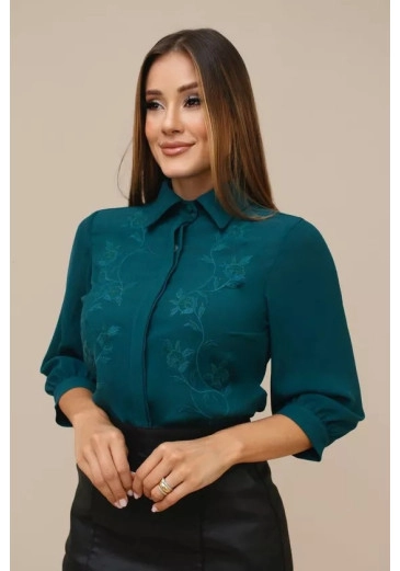 Camisa Heloise Em Crepe Verde Nitido Outono/Inverno 2026
