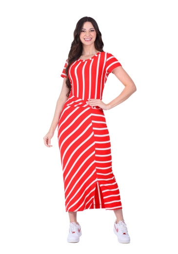 Vestido Elis Em Malha Listrada Vermelha Hapuk  Primavera/Verão 2026