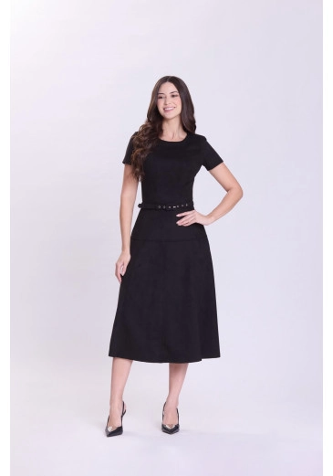 Vestido Roseli Em Malha Suede Preto Hapuk Outono/Inverno 2026