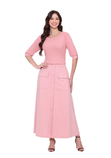Saia Angelina Rosa Em Malha Crepe Hapuk Outono/Inverno 2025