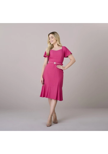 Vestido Lena Em Crepe Rayon Pink Tatá Martello Outono/Inverno 2025