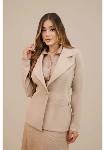 Blazer Virginia Em Alfaiataria Bege Nitido Outono/Inverno 2026