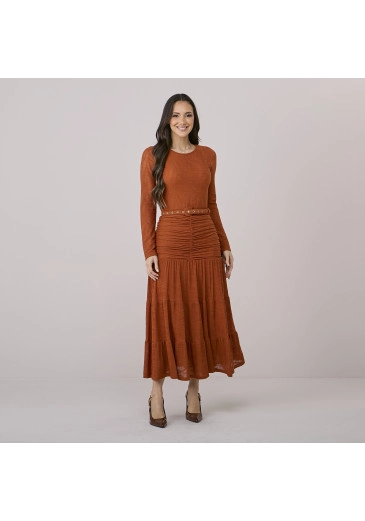Vestido Elsa Em Renda Caramelo Tata Martello Outono/Inverno 2026