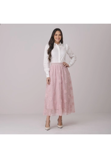Saia Morgana Em Renda Com Flor Rosa Tata Martello Outono/Inverno 2026