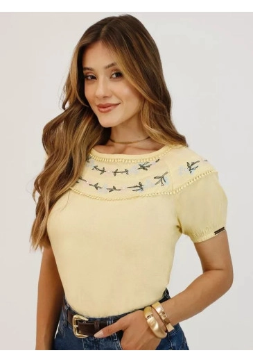 Blusa Have Em Viscolinho Amarelo Nitido  Primavera/Verão 2026