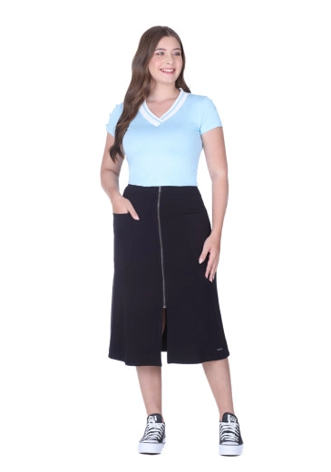Blusa Leticia Em Malha Decote V Bicolor Azul Hapuk Primavera/Verão 2025