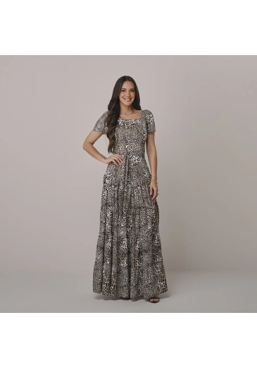 Vestido Tabata Em Crepe Animal Print Preto Tata Martello Outono/Inverno 2026