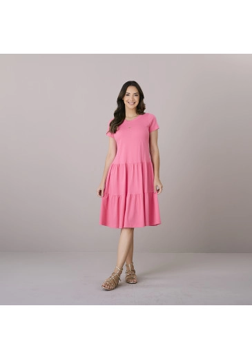Vestido Talita Em Malha Rosa Tatá Martello Outono/Inverno 2025